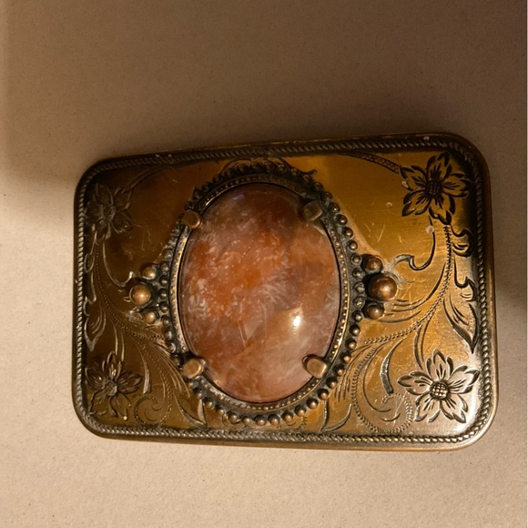 Vintage belt buckle with 3 different stones. - Picture 1 of 3